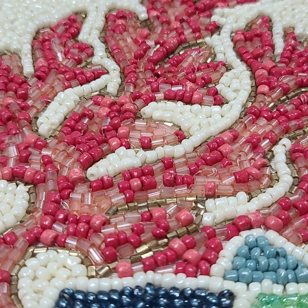 Beaded Seahorse Starfish Seashell Coral Tablerunner Decor Coastal Ocean Beach